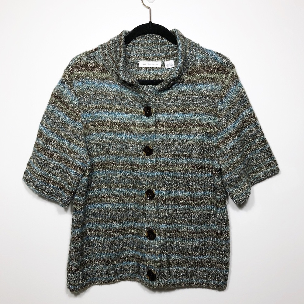 Liz Claiborne Short Sleeve Button Up Cardigan Sz L